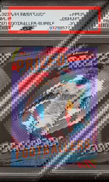 2023-24 TOPPS FINEST UEFA UCL PRIZED FOOTBALLERS VINI JR. PURPLE #PF15 PSA 10