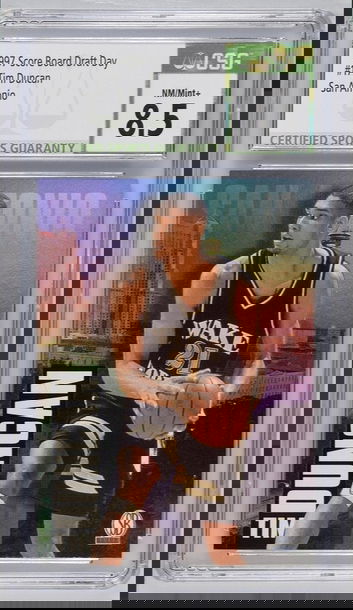 1997 Score Board Draft Day Tim Duncan Rookie Card #1A CSG 8.5 NM/Mt+