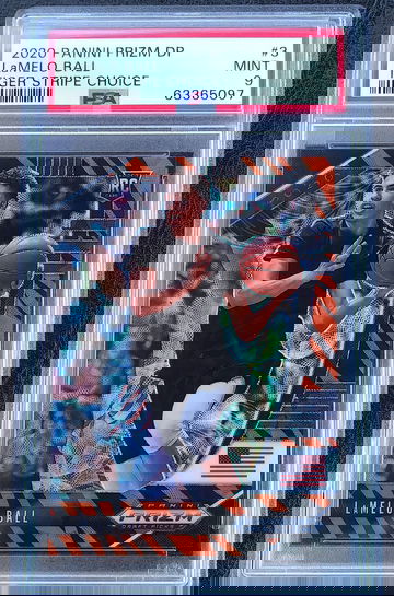 LaMELO BALL 2020-21 PRIZM DRAFT PICKS TIGER STRIPE CHOICE #3 PSA 9 POP 7 SSP