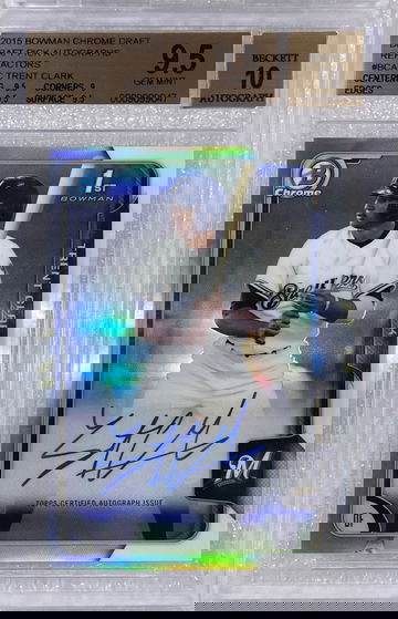 2015 bowman chrome draft Trent Clark Grisham auto refractor bgs 9.5 auto 10 Padres 