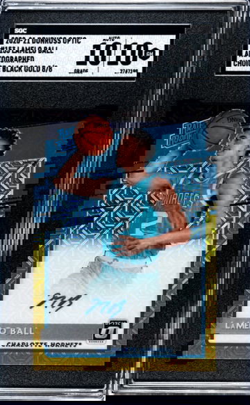 2020 Donruss Optic #153 LaMelo Ball Choice Black Gold Rookie AUTO /8 SGC10/10