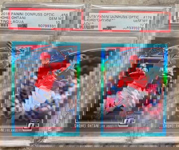 2018 Panini Donruss Optic Shohei Ohtani AQUA PSA 10 Gem Mint Lot /299
