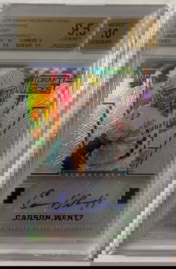 2016 Prizm Draft Picks Carson Wentz Rookie Silver Auto BGS 9.5/10