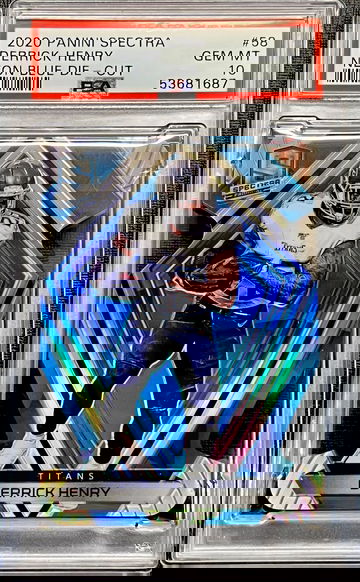 2020 Derrick Henry Panini Spectra Neon Blue Die-Cut #58 PSA 10 GEM MINT “Brand New Fresh Slab” POP 1