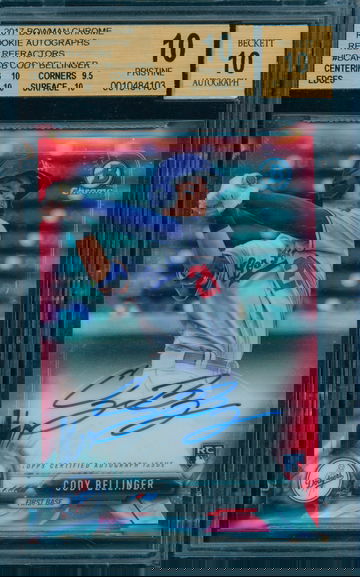 2017 BOWMAN CHROME CODY BELLINGER RED REFRACTOR ROOKIE AUTO RC /5 BGS 10