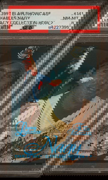 1997 Flair Showcase Legacy Collection Row 2 Charles Nagy #141 /100 PSA 8