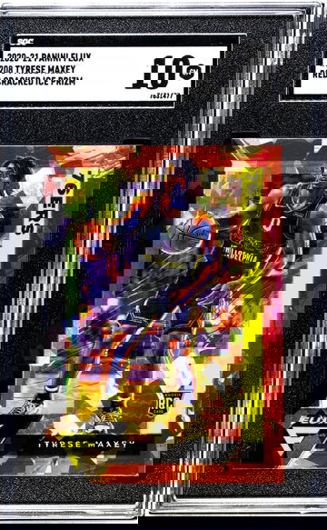 2020-21 Panini Flux #208 Tyrese Maxey Red Cracked Ice Prizm SGC 10