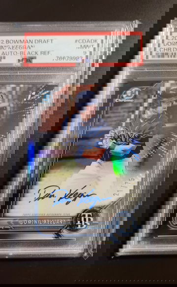 Dominic Keegan #CDA-DK 2022 Bowman Draft Chrome Black Refractor Auto /75 PSA 9
