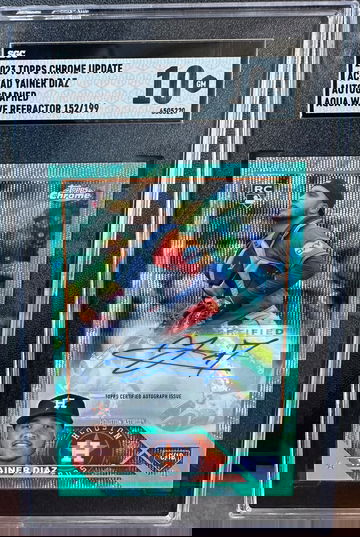 Yainer Diaz 2023 Topps Chrome Auto Refractor RC Aqua Wave SGC 10 Gem Astros