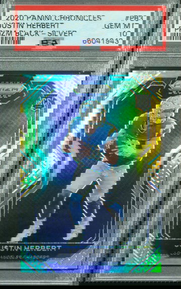 2020 Panini Chronicles Justin Herbert Prizm Black Silver RC #PB3 PSA 10 GEM MINT