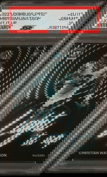 2022 Panini Donruss Optic Christian Watson Light It Up Rookie RC PSA 10