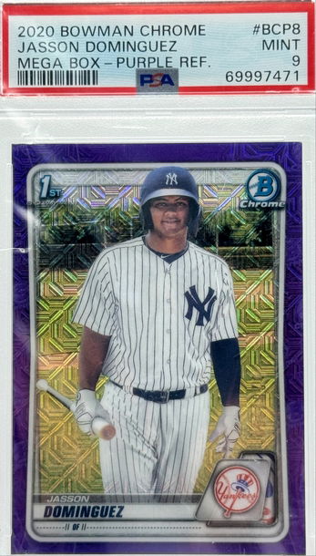 2020 BOWMAN CHROME JASSON DOMINGUEZ MEGA BOX-PURPLE REF/250 #BCP8 PSA 9 MINT