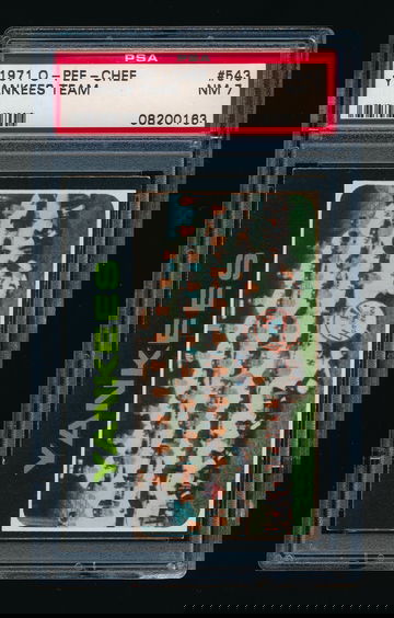 1971 OPC #543 HI SP, Yankees Team Card PSA 7 NM *Super Scarce Hi-End