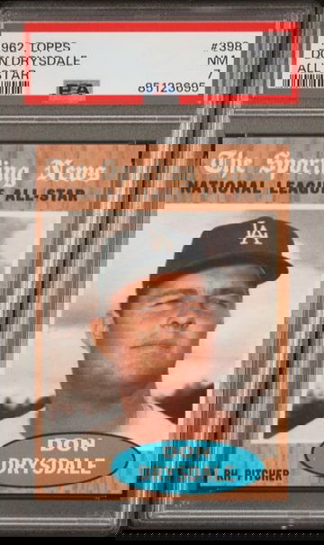1962 Topps Don Drysdale All Star #398 PSA 7 [BL-2C.30]