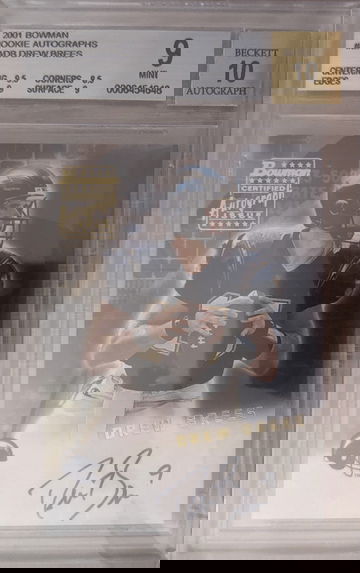 2001 Bowman Rookie Autograph Drew Brees BGS 9