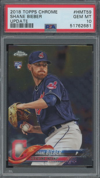 2018 Topps Chrome Update Shane Bieber Rookie RC #HMT59 PSA 10 GEM MINT