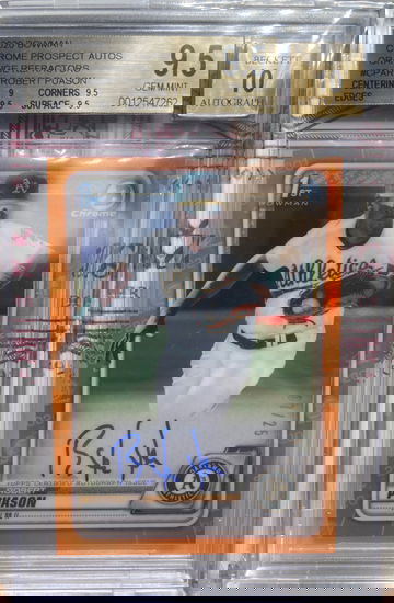 2020 Bowman Chrome Prospect Robert Puason Orange Refractor Auto /25 BGS 9.5/10 GEM-MINT