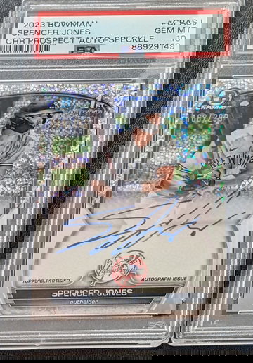 2023 Bowman Chrome Spencer Jones 1st Speckle Auto #/299 PSA 10