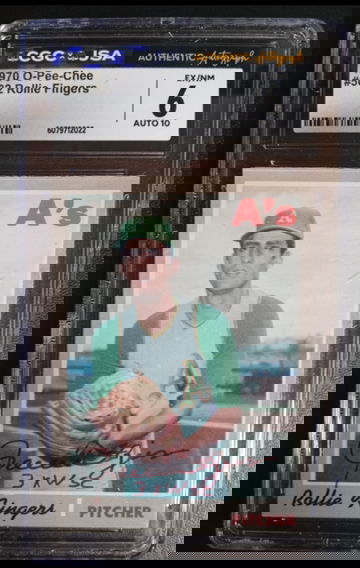 1970 o-pee-chee #502 Rollie Fingers CGC 6 JSA Auto 10