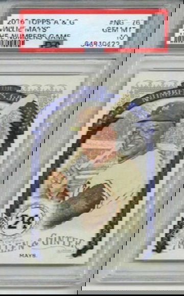 2016 TOPPS ALLEN & GINTER NUMBERS GAME WILLIE MAYS CARD GIANTS PSA 10 LOW POP