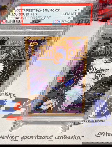 Mookie Betts 2023 Finest Flashbacks refractor w/ protector PSA 10 pop 1 #/10