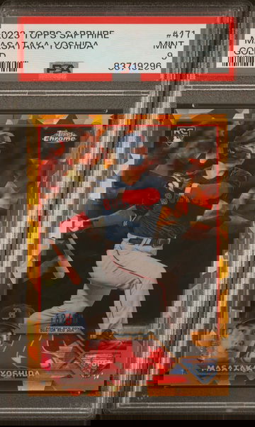 Masataka Yoshida 2023 Topps Chrome Sapphire #471 Rookie Gold Refractor /50 RC Red Sox PSA 9