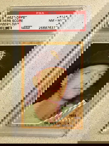 1962 Topps #116 Herb Score PSA 8 NM-MT GREEN TINT WHITE SOX