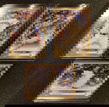 2022 TOPPS SERIES 1 Gold three card lot Chapman, Darvish and Flexen #2022