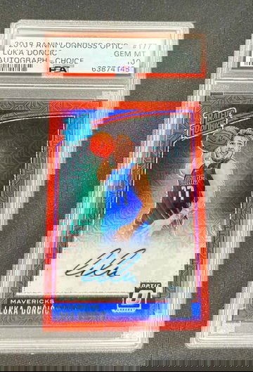 2018-19 Luka Doncic Donruss Optic Red Choice Rated Rookie Auto PSA 10 #177 Autograph POP 3 SP RC Prizm