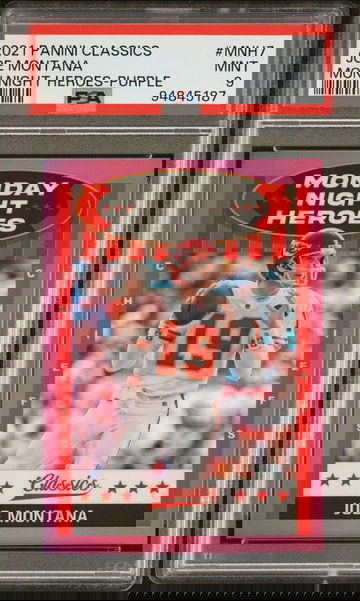 2021 Panini Classics Purple Joe Montana #MNH7 /25 PSA 9