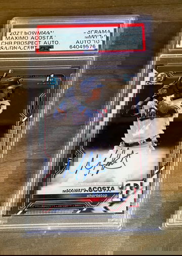 2021 BOWMAN CHROME PROSPECT AUTO MAXIMO ACOSTA #CPAMA PSA 9