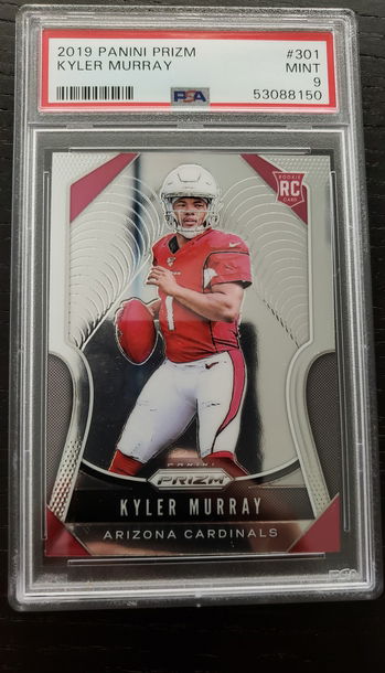 2019 PANINI PRIZM KYLER MURRAY #301 RC ROOKIE ARIZONA CARDINALS SP PSA 9 MINT