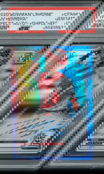 Ivan Herrera - 2020 Bowman Chrome Prospects Rookie Auto Purple Refractor 112/250 - PSA 10