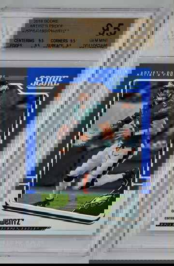 2018 Score Artists Proof Blue /35 Carson Wentz BGS 9.5