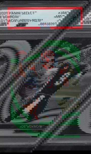 2020 Panini Select #346 Joe Burrow Field Level Rookie Die-Cut Neon Green Prizm PSA 9 Mint