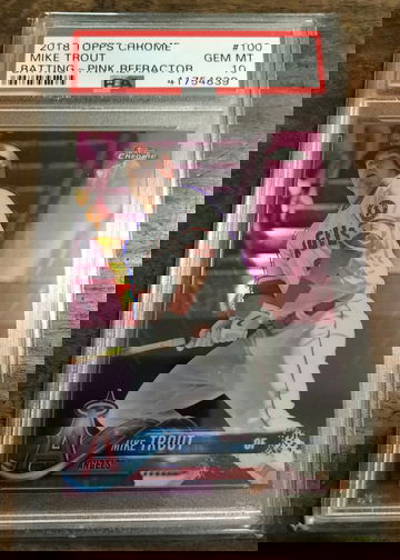 2018 TOPPS CHROME BATTING PINK REFRACTOR MIKE TROUT PSA 10 GEM MINT