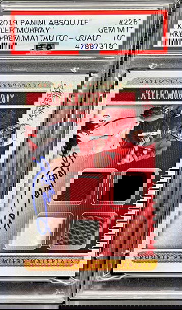 2019 Kyler Murray Panini Absolute Rookie Premiere Auto Autograph Quad Jersey PSA 10 GEM MINT  Card RC 