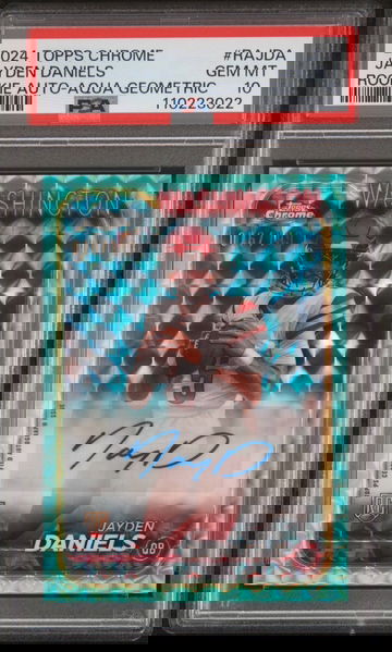 2024 Topps Chrome- Jayden Daniels- Aqua Geometric- Auto- PSA 10