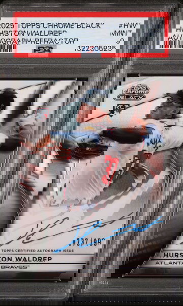 2025 Topps Chrome Black Autographs Refractor Hurston Waldrep #HW /199 PSA 9