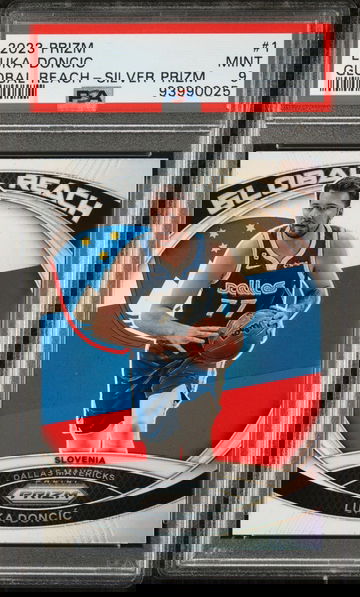 2023 Prizm Luka Doncic Global Reach Silver Prizm Mint 9