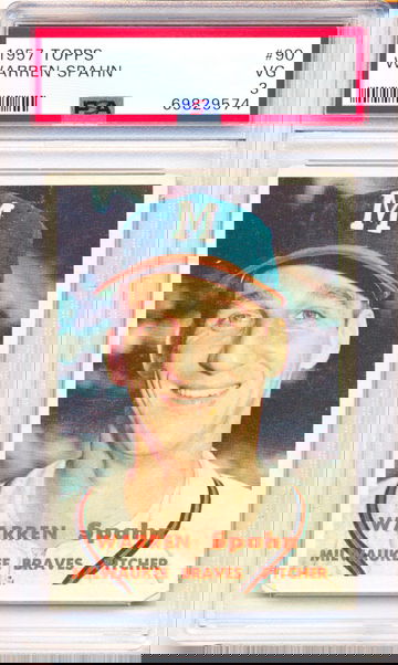 1957 Topps #90 Warren Spahn PSA 3 - NEW Case! Just Graded!