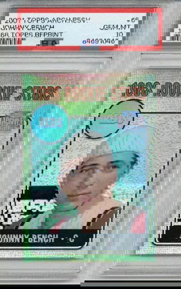 2001 TOPPS ARCHIVES RESERVE 1968 REPRINT REFRACTOR JOHNNY BENCH PSA 10 LOW POP