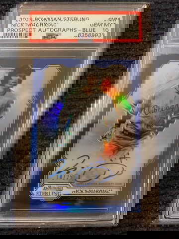 2019 Bowman Sterling Nick Madrigal AUTO  Blue Refractor  PSA 10