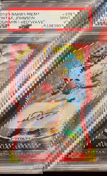 2019 Panini Prizm Diontae Johnson Rookie Red Wave Auto /149 Steelers RC PSA 9