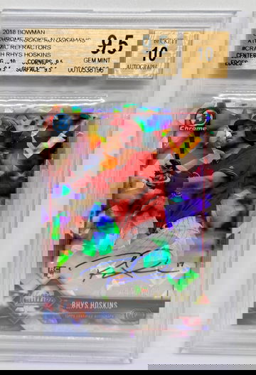 2018 Bowman RHYS HOSKINS Rookie Atomic Refractor Auto /100