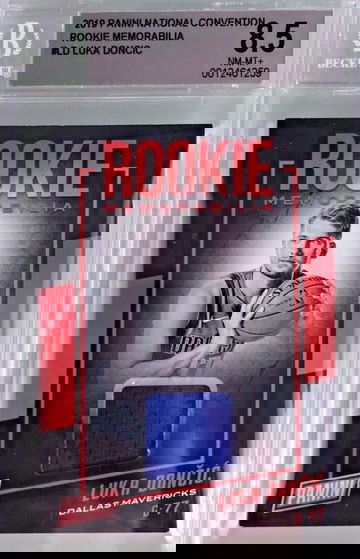 Luka Doncic 2019 Panini The National Rookie Memorabilia Blue Jersey BGS 8.5