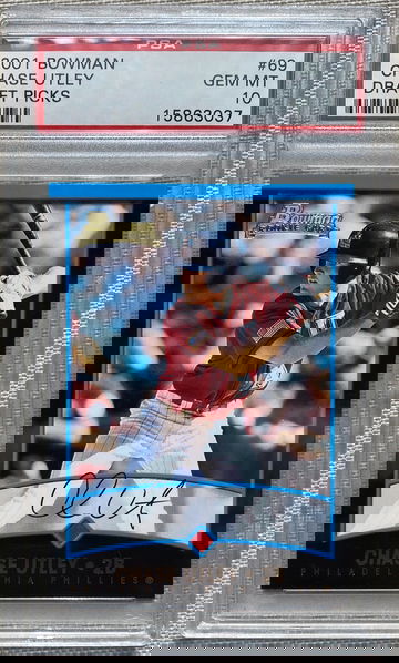 2001 bowman draft picks chase utley #69 PSA gem mint 10