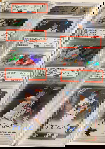 Kolby Allard lot of 6 slabbed autographs