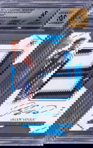 2021 National Treasures Rookie Patch Autographs (RPA) Bronze #101 Jalen Suggs (#35/49) – BGS MINT 9, Beckett 10
