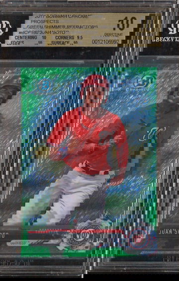 2017 Bowman Chrome Prospects Juan Soto Green Shimmer Refractor /99 BGS 10 Pristine